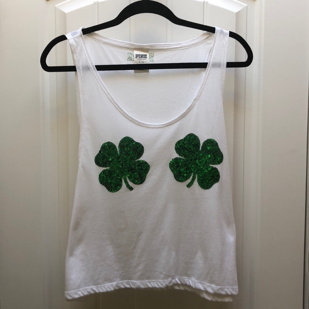 sequin shamrock crop top NWOT PINK VS